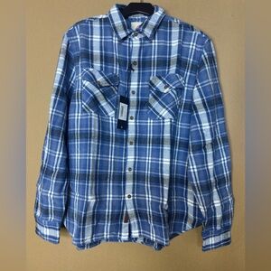 NWT Swims Cloudveil Funnel Thunder 02 Blue & White Plaid Button-Up Shirt